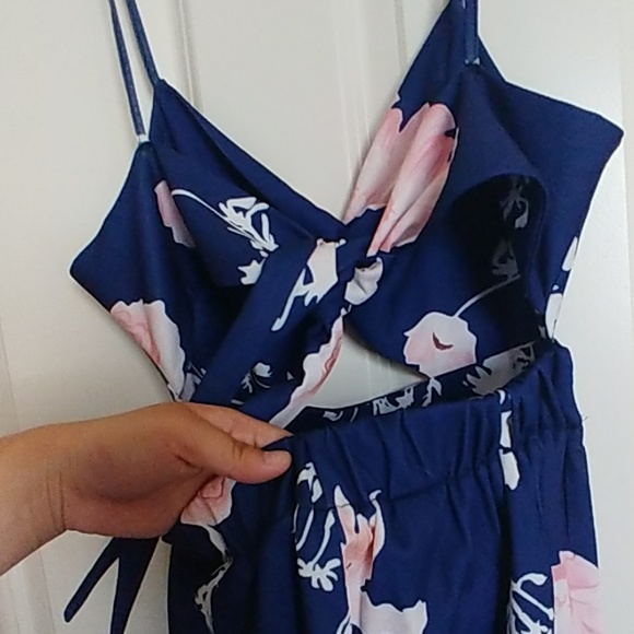 Floral Blue Romper - Picture 3 of 4